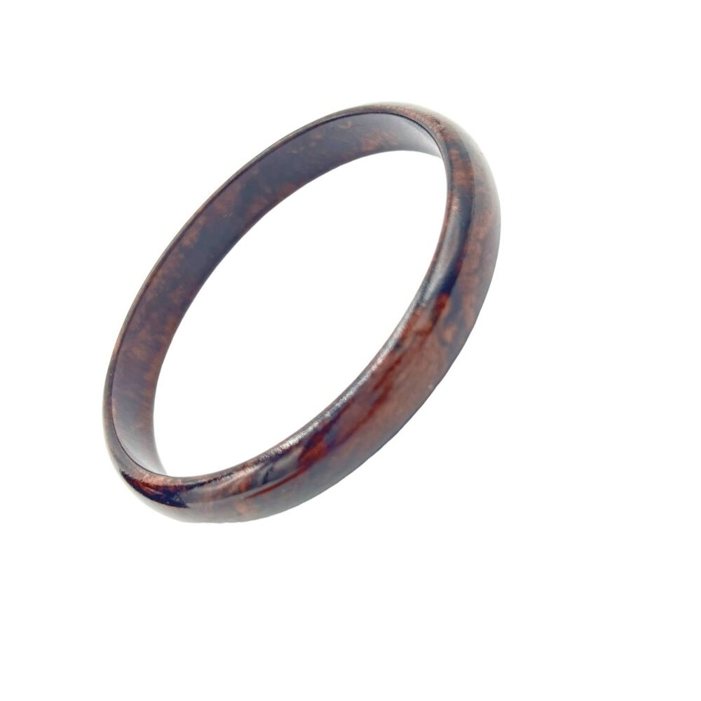 Vintage Chocolate Brown Marble Bangel Bracelet Plastic 3" D 1/2" H